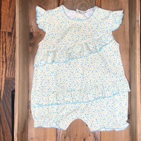 Kissy Kissy Other - Kissy Kissy Ruffled Romper Blue Flowers 6-9 Mo
